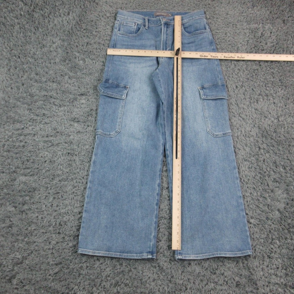 JustUSA Jeans Womens 28P/6P Blue Mid Rise Cargo Wide Leg Relaxed Denim 29x28* - Picture 6 of 16